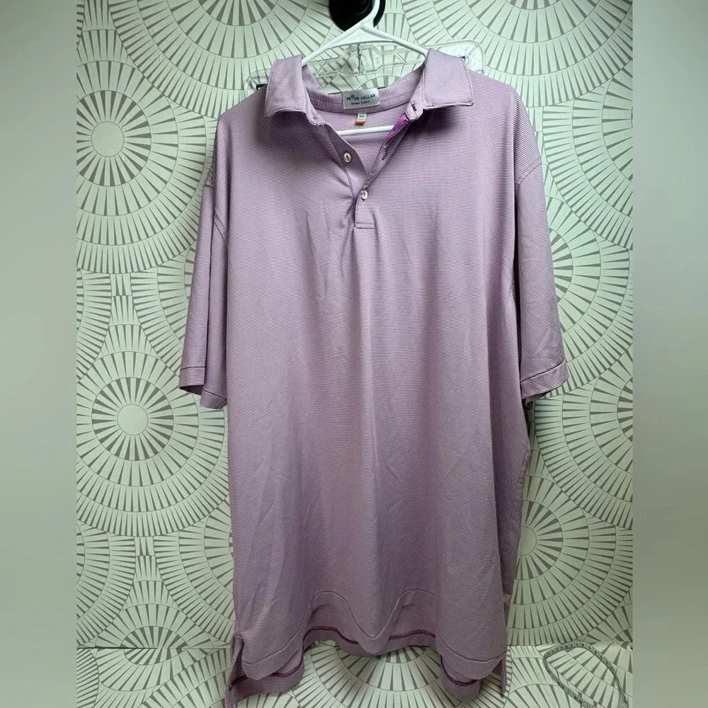 Peter Millar Men’s Summer Comfort‎ Short Sleeve Polo Shirt XXL Purple/White